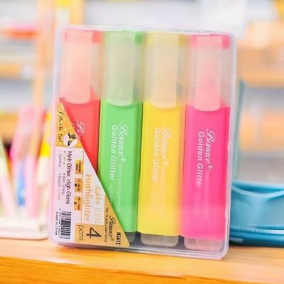 علبة طقم الاقلام المظهر الجليتر ✨  4️⃣ اقلام 