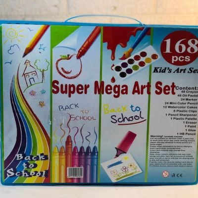 علبة الالوان السوبر ميجا 📦📭🖍🖌🖊✏️ ١٦٨ قطعه تلوين