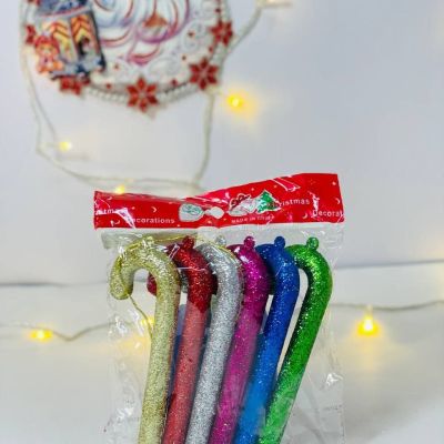 كيس عكاز الكريسماس  البلاستك الجليتر الالوان 