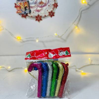 كيس عكاز الكريسماس  البلاستك الجليتر الالوان