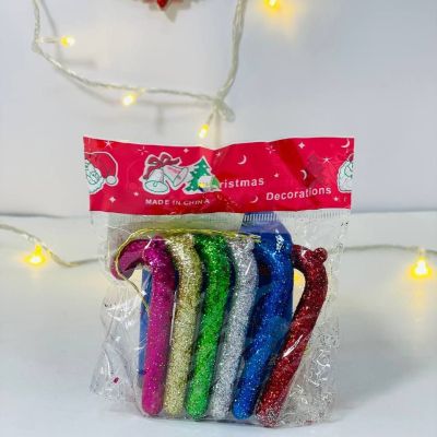 كيس عكاز الكريسماس  البلاستك الجليتر الالوان