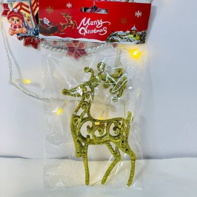 كيس غزالة الكريسماس  البلاستك الجليتر الجولد