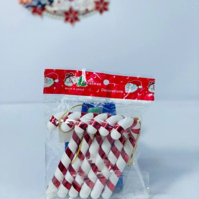 كيس عكاز الكريسماس  البلاستك 🍭🍭⚪️🔴