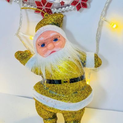 كيس تعليق بابا نويل قطيفة الجليتر الذهبي والأحمر 🎅🏻🎅🏻🟡🔴🟡