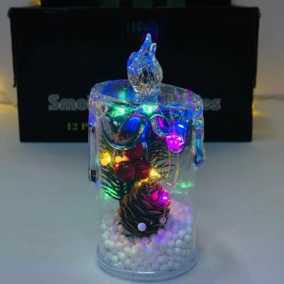 شمع الكريسماس 🕯️🕯️ الشفافة 🕯️🕯️ من جواه الشجرة و الخرشوف و الكريز والثلج ❄️🍒🌲❄️