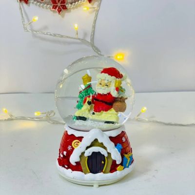 بلورة بابا نويل بالموتوسيكل و شجرة الكريسماس 🎅🏻🛵🎄❄️ والثلج ❄️❄️