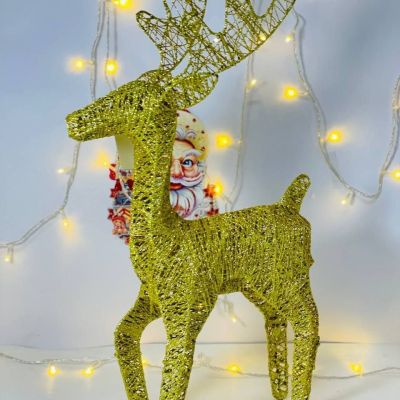 غزالة بابا نويل المعدن 🎅🏻🦌  ٤٠ سم 