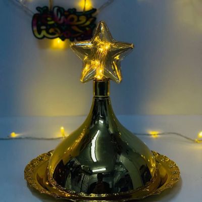  طبق تقديم التمر الوسط 🫘🫘🫘 بالنجمة الليد المضيئ 