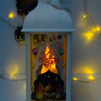  الفانوس المربع بزجاج ⬜️🕌🪞و 3️⃣ شموع 🕯️ والموسيقى 🎶🎶 