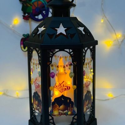 الفانوس السداسي بزجاج 6️⃣🙌🏻🕌🪞و 3️⃣ شموع 🕯️ بالموسيقى 🎶🎶 